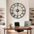 24 Inch Large Oversized Farmhouse Modern Decorative Wall Clock for Living Room,Silent Industrial Big Roman Numerals Vintage Metal Round Wall Clocks for Kitchen,Dinng Room,Office