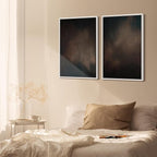 SIGNFORD Framed Canvas Print Wall Art Set Moody Dark Abstract Earth Tones Illustration Modern Art Decorative Nordic Nature for Living Room, Bedroom, Office - 16"x24"x2 White