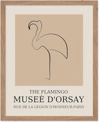 Poster Master Vintage Poster - Retro Minimalist Print - Gift for Artist, Housewarming - Flamingo, Line Drawing, Sketch, Abstract - Wall Decor for Living Room, Bedroom, 16x20 Beige Framed