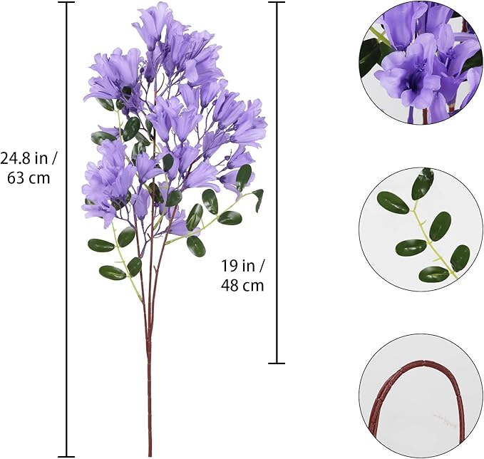 IPOPU 4Pcs Dark Purple Artificial Delphiniums, 24.8 Inch Long Stem Artificial Jacaranda Flowers for Tall Vases, Fake Delphiniums for Artificial Flower Arrangements, Home Party Decorations