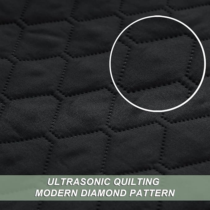 Exclusivo Mezcla Reversible Full Queen Quilt Bedding Set with Pillow Shams, Lightweight Quilts Queen Size, Soft Bedspreads Bed Coverlets for All Seasons - (Black, 90"x96")