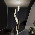 Long Spiral Crystal Chandelier Lighting for Foyer Silver 12-Light Staircase Chandelier High Ceiling Slopped LED Dimmable 2700K-6000K