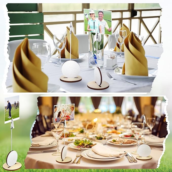20 Pcs Base Memo Clip Holder Table Number Card Place Holders Stand Note Paper Clip Centerpieces for Table Party Favors Photo Stand Events Decoration(Golf)