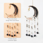 Black Gemstone Dream Catcher 7 Chakras Tree of Life Moon Dream Catcher with Healing Crystal Square Stones Handmade Dreamcatcher Wall Decor for Adults Boys Girls,Bedroom,Wedding,Garden,Bless Gift