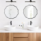 Fabuady Black Round Wavy Edge Mirror - 20'' Circle Wall Mirror with Metal Frame, Decorative Hanging/Leaning Mirrors for Bathroom, Bedroom, Living Room, Hallway, Entryway, Office, Home Decor