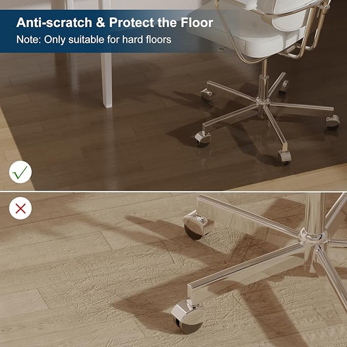 Area Mat for Hard Floors, 4'×6' Semi-Clear Black Vinyl Floor Protector for Under Dining Table, Waterproof Non-Slip Plastic Rug, Splat Mat for Under High Chair