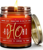 Christmas Candles for Holiday - 'Ho Ho Ho' Christmas Scented Candles, w/Clove, Orange & Cinnamon Candle I Stocking Stuffers for Women I 9oz Reusable Jar, 50Hr Burn, USA Made