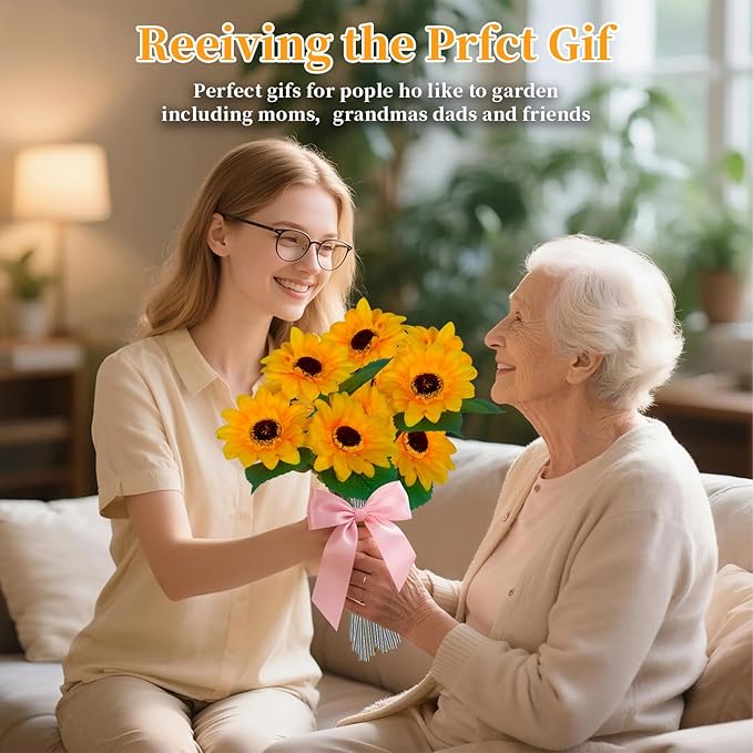 Outdoor Solar Garden Stake Lights,Upgraded LED Solar Powered Light with 3 Sunflower, Waterproof Solar Decorative Lights for Garden, Patio, Backyard (1 Pack 3 Flower)