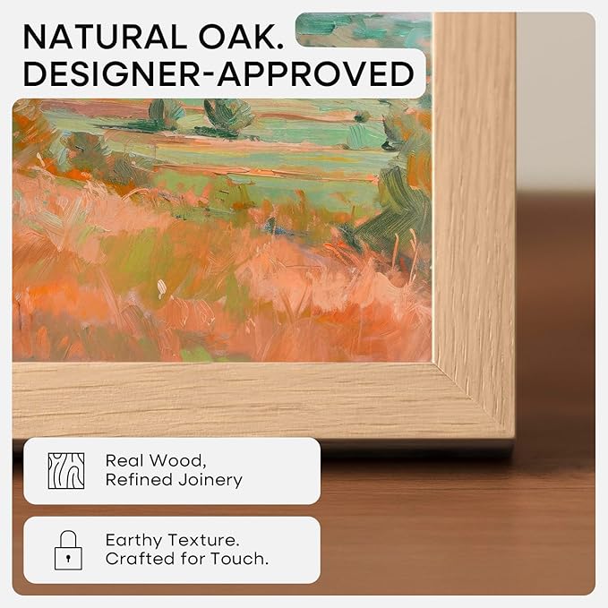 Homeforia 11x17 Wood Frame, High End Natural Oak 11x17 Light Wooden Picture Frame with Mat 8x12, 11 x 17 Poster Frames Matted to 8 by 12 Photo, 17x11 Hanging Frames, Tempered Glass, Wall Kit, Set of 1