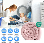 EASELAND Oversized Queen Down Alternative Comforter - Quilted Duvet Insert for All Seasons, Soft Lightweight with Corner Tabs, Summer Winter Warm Bedding, Pink 98×98 Inches