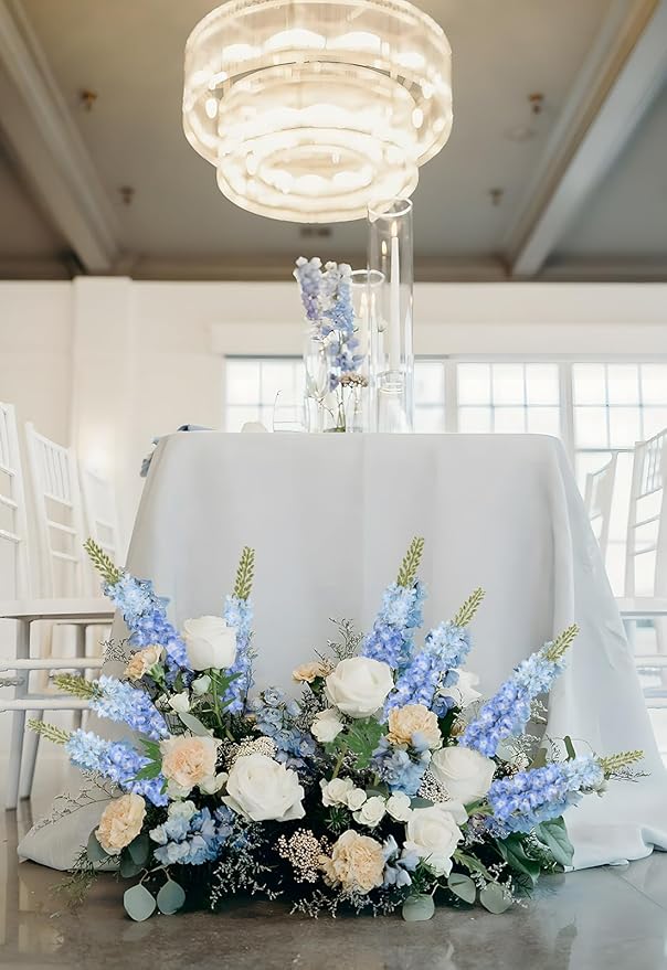 Blue Delphinium Artificial Flowers,6PCS Larkspur Silk Fake Flowers 29.5" Long Stem Faux Hyacinth Flowers for Tall Vase Wedding Home Garden Decor (Blue)