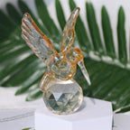 Crystal Glass Hummingbird Figurine Gold Tiny Bird Statue Hand Blown Glass Animal Sculpture Collectible Paperweight Gift for Women