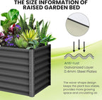 Galvanized Raised Garden Bed Outdoor, 2 Pcs 6x3x2FT Outdoor Large Planter Raised Beds Open Base with Safety Edge and Glove for Vegetables Flowers Ground Planter, Dark Gray