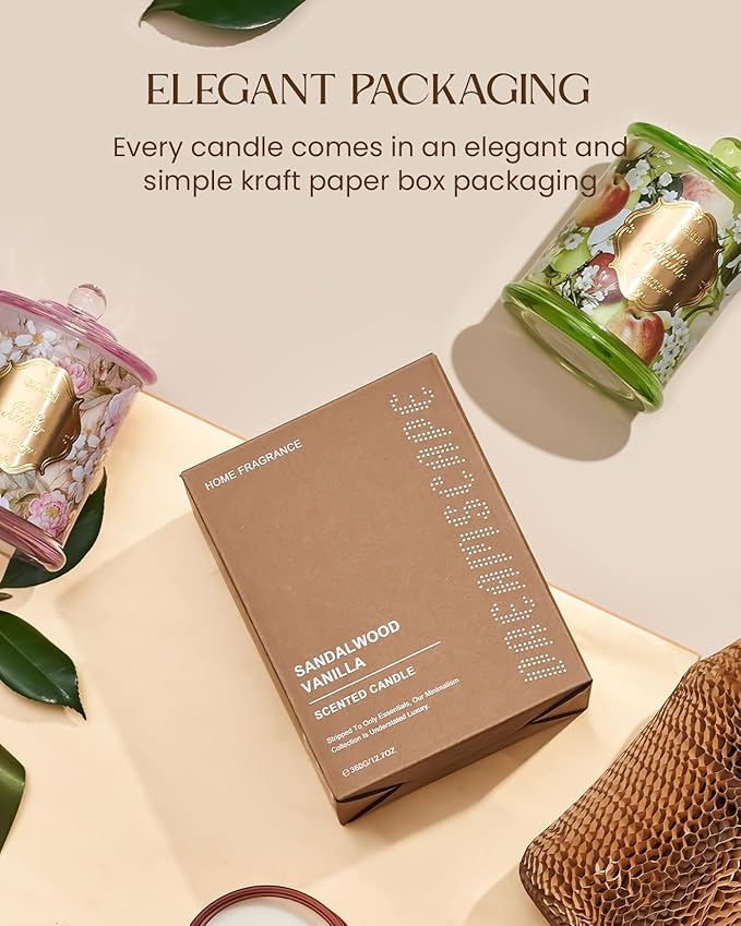 M&SENSE Vanilla Candles for Home Scented, Organic Soy Candles Non Toxic Soot-Free, 12.7oz Large Jar Candle 75 Hours Long Lasting Slow Burning, Strong Scented Housewarming Candle Gift