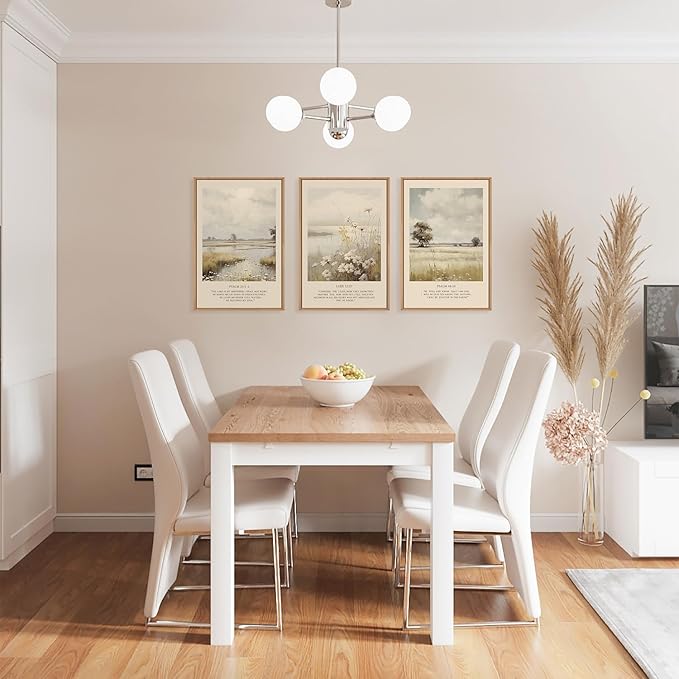 HPINUB Christian Bible Verse Framed Canvas Wall Art Set,Modern Scripture Floral Wall Decor,Vintage Jesus Religious Natural Wildflower Art Print for Living Room,Bedroom,Farmhouse,Prayer Room-24"x36"x3