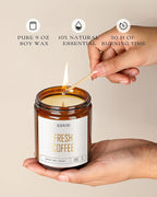 AOOVOO Fresh Coffee Candles - 9 oz Scented Candles, Aromatherapy Candle, Soy Candle for Home Scented