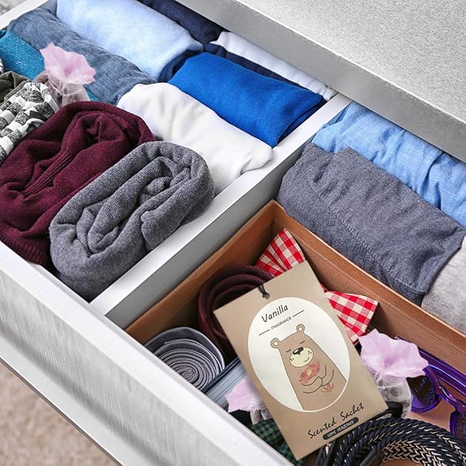 14 Packs Vanilla Scented Sachets for Drawers and Closets Gift Box