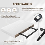 Fun Memories Wood Floating Shelves 16 Inch, 10 Inch Deep Shelves Wall Mount, Wall Shelves with Invisible Bracket, 16" Floating Shelves for Living Room Bathroom Bedroom, White, Set of 2