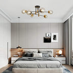 SZXYKEJI 6-Lights Glass Chandelier，Modern Flush Mount Ceiling Light Fixture，Farmhouse Lighting for Dining Room Living Room Bedroom Kitchen Passageway..