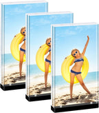 4×6 Acrylic Picture Frame (3Pack) -Double Sided 20 mm Clear Photo Frame Magnetic Standing Modern Design for Stereoscopic Displays, Desk Decor & Perfect Memories Gifts (4×6 vertical)