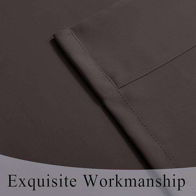 Fcosie 52"Wx102"L Inherent Flame Retardant Curtains - Room Darkening Drapes for School Classroom Dorm Nursing Home Restaurant- Antique Bronze Grommet Top Privacy Window Drapery - Chocolate - 2 Panels