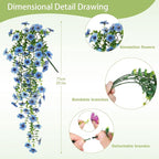 Artificial Hanging Flowers for Outdoors Faux Plants for Spring Summer Decoration,6 Bundles UV Resistant Realistic Silk Flowers Indoor Outside Garden Porch Patio Balcony Yard Farmhouse