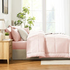 CozyLux King Size Comforter Set Blush Pink, 7 Pieces Bed in a Bag, Pink Comforter King Size, All Season Bedding Sets with Stitch Quilted Comforter, Flat Sheet, Fitted Sheet, Pillowcases
