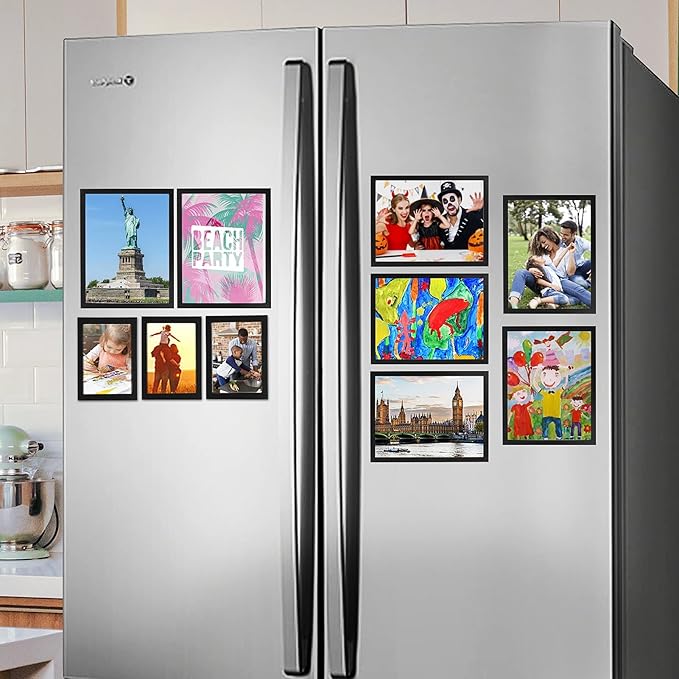 CRUGLA 8.5x11 Magnetic Frame Sheet with Self Adhesive Backing, Poster Certificate Carft Picture Photo Frame for Refrigerator Office Glass Window Door Cubicle Tile, 12 Pack