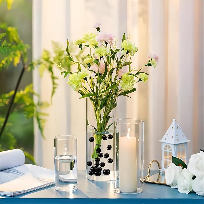 200 PCS Black Vase Fillers, Pearls Bead for Centerpieces Vases, 10/14/20 MM No Hole Beads, Fake Pearls for Wedding Birthday Anniversary Theme Party Table Centerpieces Decor