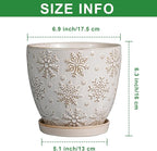 6.9 Inch Plant Pot with Drainage Hole and Saucer Ceramic Planter for Indoor Plant Flower Pot for Orchid Succulents Plants White