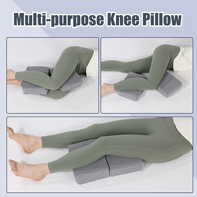HOMBYS Memory Foam Knee Pillow for Side Sleepers, Adjustable Shape Pillow for Between Legs for Aligns Spine & Reduce Hip Pressure & Leg Elevation, Extra Thick & Supportive, Machine Washable