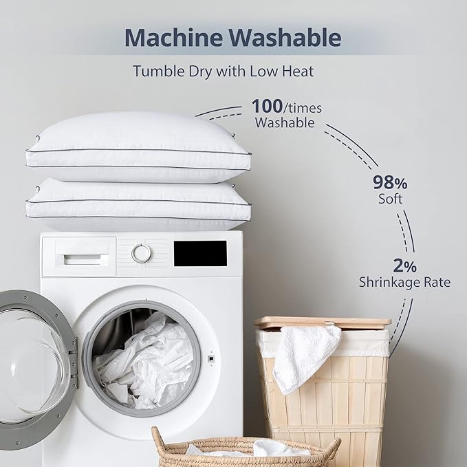 Deodar Bed Pillows for Sleeping 2 Pack Fluffy Down Alternative Hotel Pillows for Side and Back Sleepers Soft Gusseted Pillow King Size Set of 2, White, 20x36