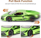 1/24 Scale Green Lambo Revuelto Diecast Car Model, Collectible Diecast Toy Car with Lights and Sounds, Pull Back Vehicles Toy for Adults Kids Birthday Gifts Decoration