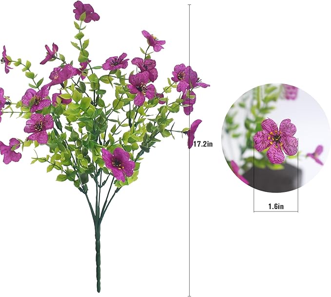 Rose Red Artificial Outdoor Flowers 12 Bundles Silk Fake Daisy Romantic Fake Plants Stems for Garden, Pergola, or Outdoor Party Decor Outside(Purple Daisy)