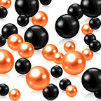 200 PCS Black Orange Vase Fillers, Pearls Bead for Centerpieces Vases, 10/14/20 MM No Hole Beads, Fake Pearls for Wedding Birthday Anniversary Theme Party Table Centerpieces Decor
