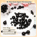 300Pcs Pearl Vase Filler, Black No Hole Faux Pearl Beads for Centerpieces Vases, Candle Centerpieces, Wedding Birthday Party Home Decor 8/10/14/20mm