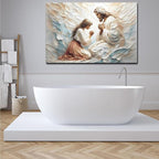 XWNLTEPK Praying to Heaven Christian Art Jesus and Woman Praying Bible Canvas Wall Decor Jesus Portrait Mormon Wall Print