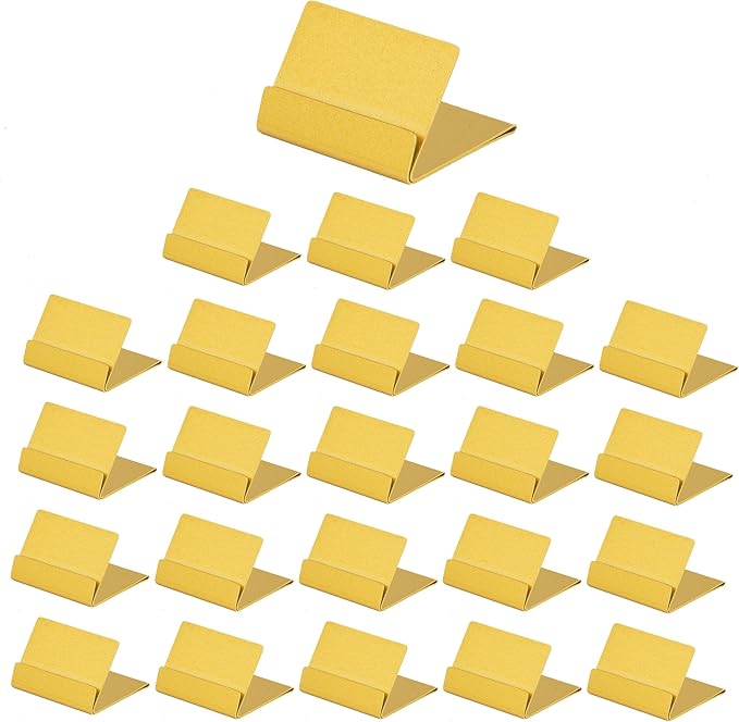 Urban Deco Table Card Holder Metal Place Card Holders Steel Card Holders for Photos, Food Signs, Memo Notes, Weddings, Restaurants, Birthday (Gold 24PK)