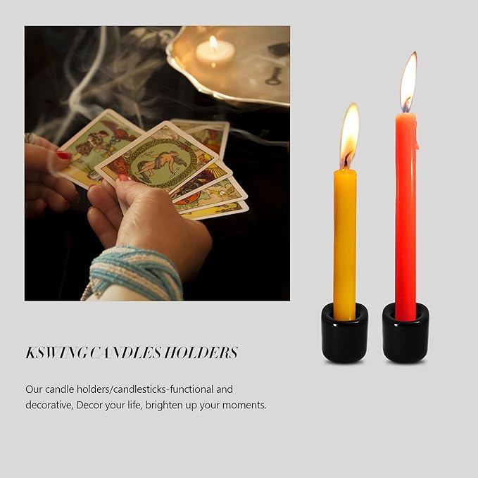 Black Spell Candle Holders 10 PCS, KSWING 1/2 Inch Diameter Ceramic Chime Ritual Candlestick Holders, Great for Casting Meditation Rituals Prayer Birthdays Altar Vigil Witchcraft Wiccan Supplies