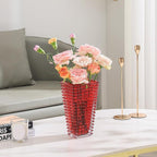 MCMCNCUIU Crystal Glass Vase, Large Crystal Vases for Flowers, Large Flower Vase, Red Modern Vases for Living Room, Bedroom, Kitchen, Dining Table, Mantle, Wedding, 11 Inches