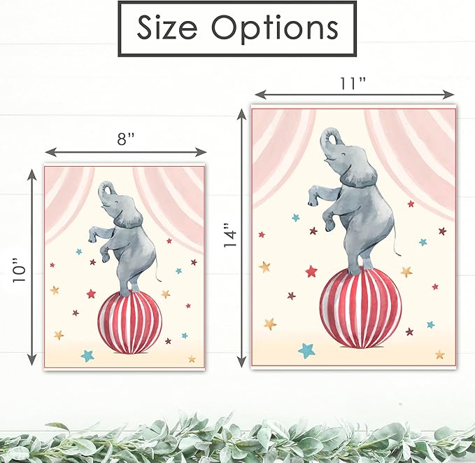 Circus Nursery Wall Art Prints (Set of 3) - Unframed - 8x10s | Delightful and Colorful Unframed 8x10 Inches Prints | Wall Art for Kids | Kids Room Décor | Classroom Décor | Bedroom Wall Décor
