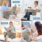 Reading Pillow for Gaming, Memory Foam Gaming Pillow for Lap with Coaster, Hight Adjustable Lap Desk Pillow for Reading, Working, Crocheting or Sitting in Bed Floor Sofa (Grey)