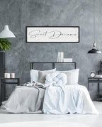 Sweet Dreams Sign Bedroom Decor: Sweet Dreams Wall Decor Above Bed Large Farmhouse Guest Room Hanging Plaque Framed Wall Art for Over Bed 12" x 40"