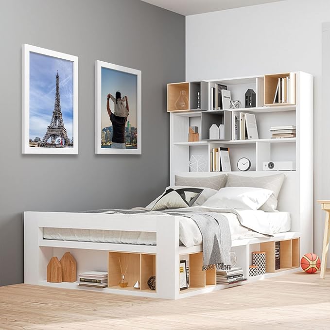 VCK 12x18 Inch Solid Wood Poster Frames with Wall Mounting Hanging Picture Frame Set of 3 White