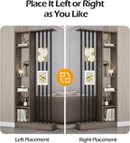 Wall Room Divider, Storage Cabinet Storage Display with Shelves, Modern Freestanding Wood Room Divider Screen, Wall Privacy Screens for Home Decorative (Grey Oak+Black,55" L x 9.5" W x 79.5" H)