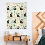 ICMOLYYENLO Abstract Cat Tapestry, Medieval Abstract Atomic Star Cat Vintage Home Wall Hanging Art Tapestry for Bedroom Living Room Dormitory 30x40 Inch