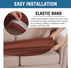 H.VERSAILTEX Velvet Stretch Individual Couch Cushion Cover Plush Slipcover for Loveseat Sofa Furniture Protector Seat Cover (1 Piece Loveseat Cushion Cover, Rust)