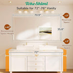 TokeShimi 72x36 Bathroom Mirror Frameless, Tempered 1" Beveled Edge Bathroom Mirrors for Over Sink, Shatterproof Rectangle Mirrored Wall Mounted for Living Room, Entryway, Restroom