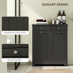 HOMCOM Laundry Hamper Cabinet with 2 Removable Baskets, Tilt Out Laundry Hamper Cabinet with 2 Drawers and 2 Beadboard Doors, Laundry Cabinet Bathroom Storage Cabinet, Black