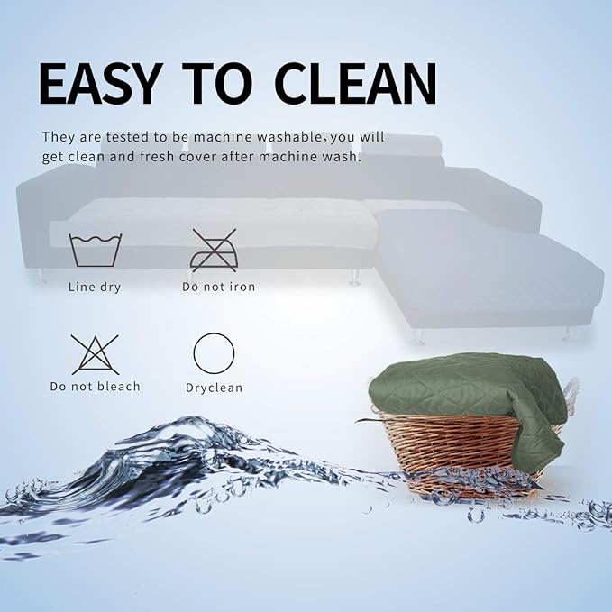 Easy-Going Sectional Couch Covers for Dogs L Shape Sofa Cover Reversible Sofa Slipcover Chaise Lounge Cover Furniture Protector Cover for Pets Dog Cat (42 x 52 inches, Greyish Green/Greyish Green)